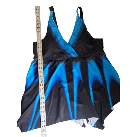 Blue & Black Striped Tankini Style Swimsuit Size 2XL - Picture 8 of 11
